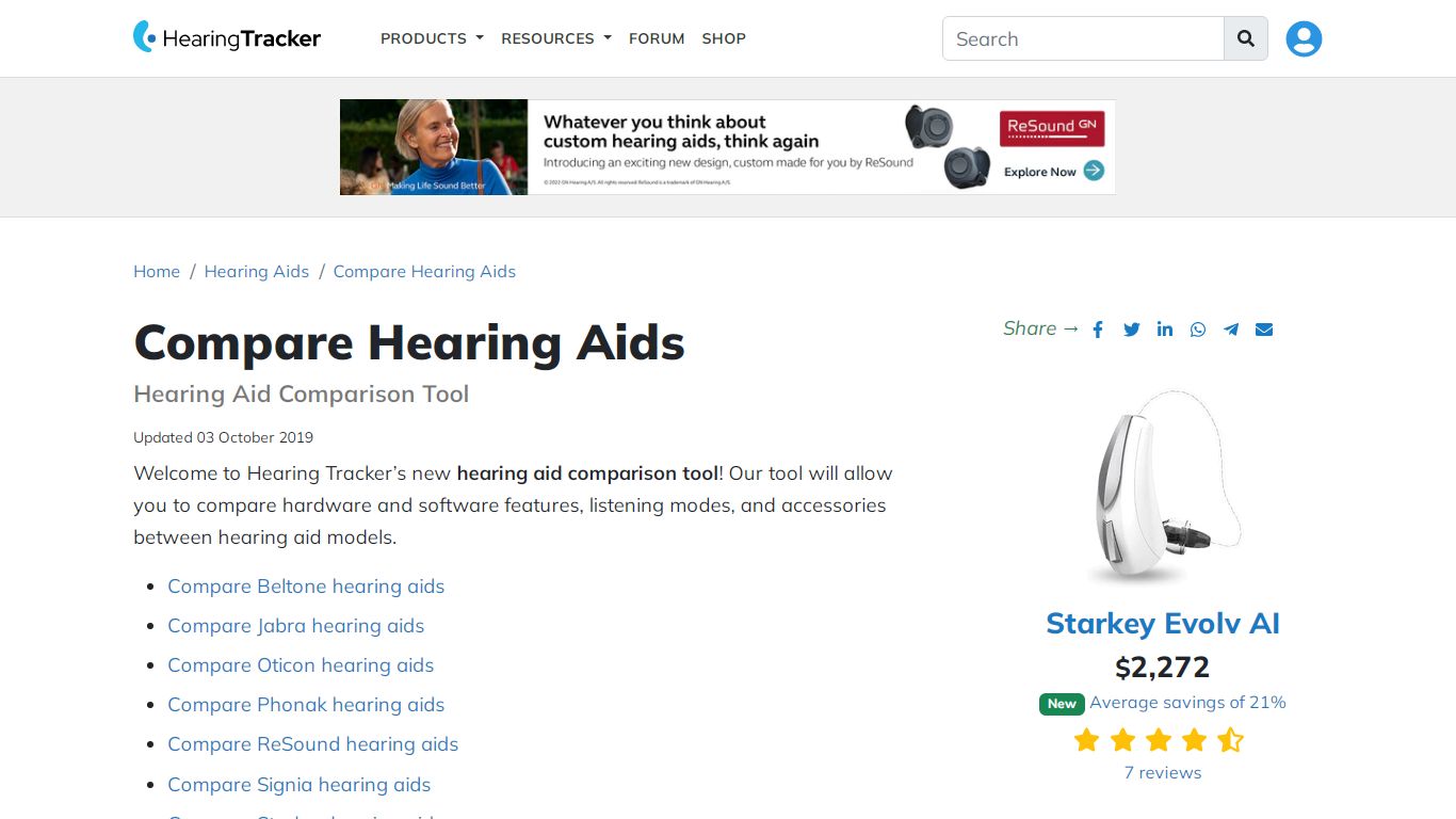 Compare Hearing Aids - Hearing Aid Comparison Tool - Hearing Tracker